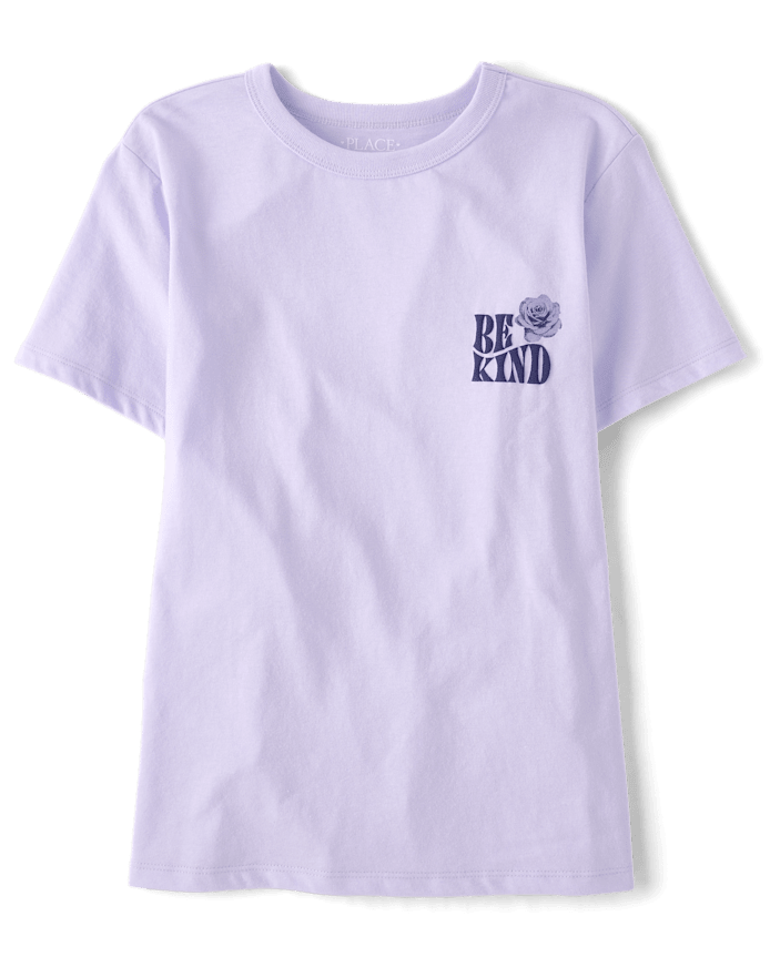 Girls Kindness Club Puff Print Front And Back Oversized Graphic Tee