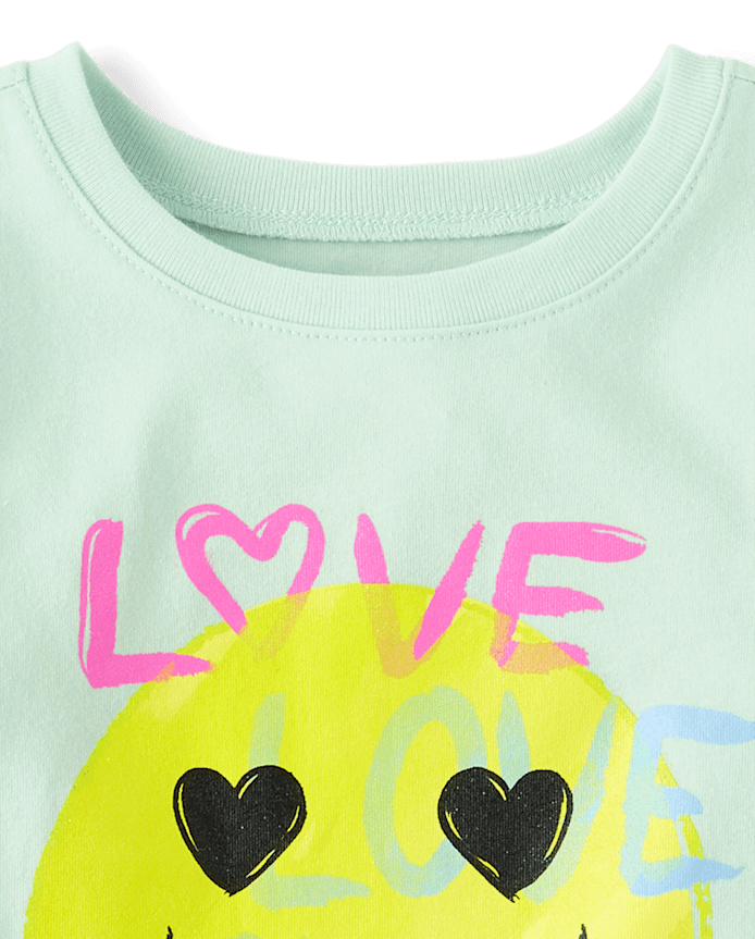 Baby And Toddler Girls Emoji Love Graphic Tee