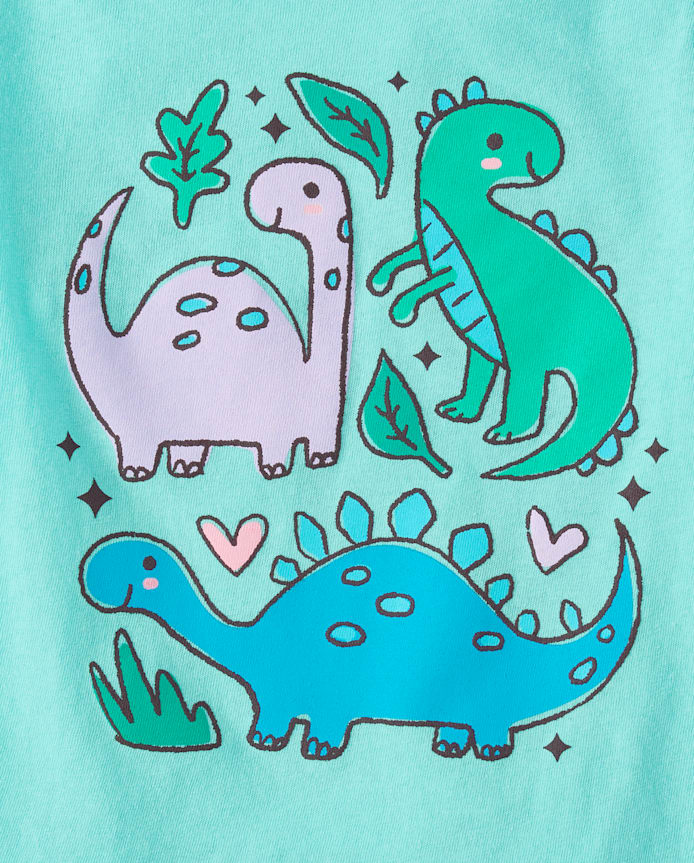 T-shirt graphique à motifs de dinosaures pour bébés et petites filles