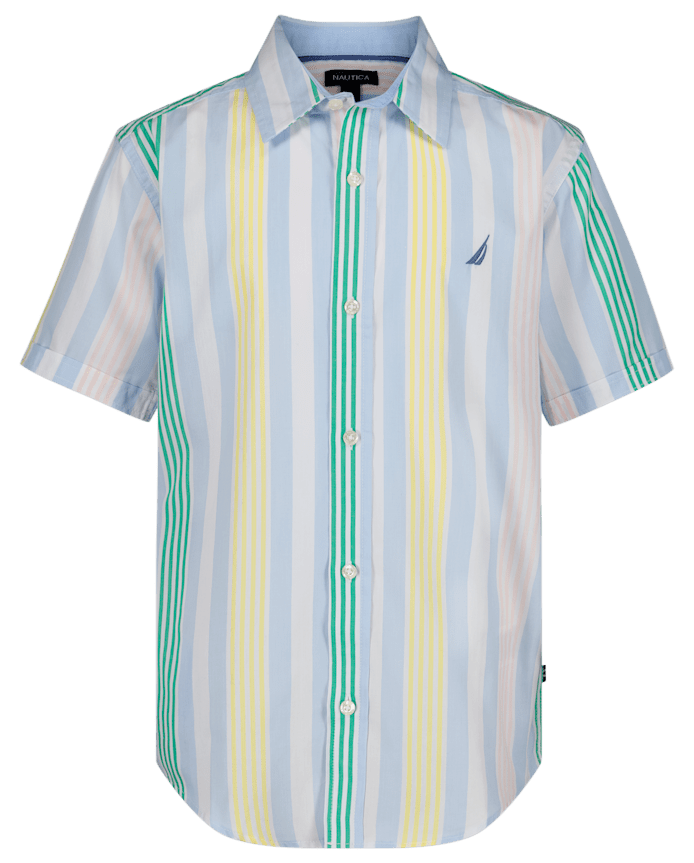 Boys Nautica® Colorblock Striped Button Up Shirt