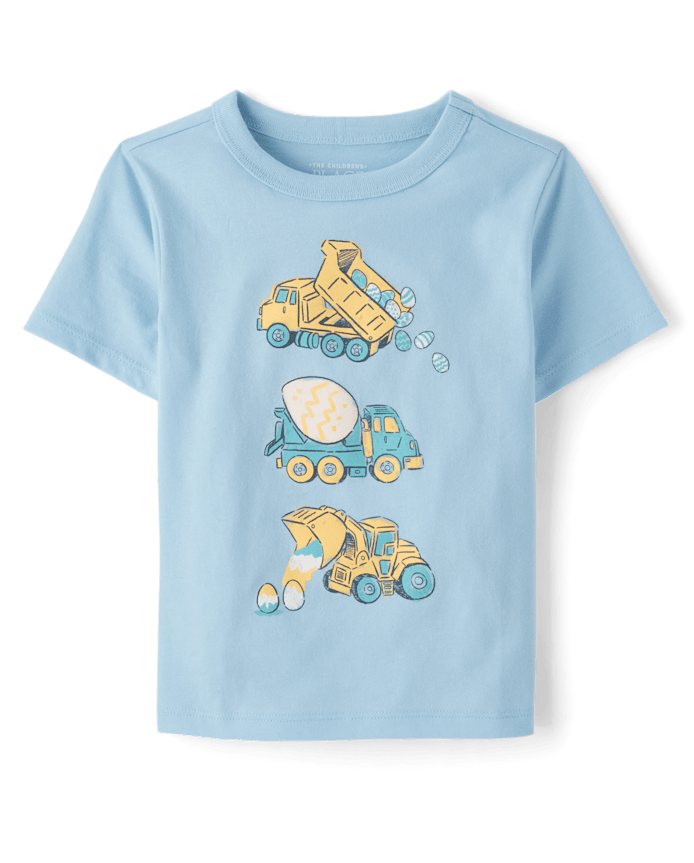 Baby And Toddler Boys Easter Construction Vehicle Graphic Tee