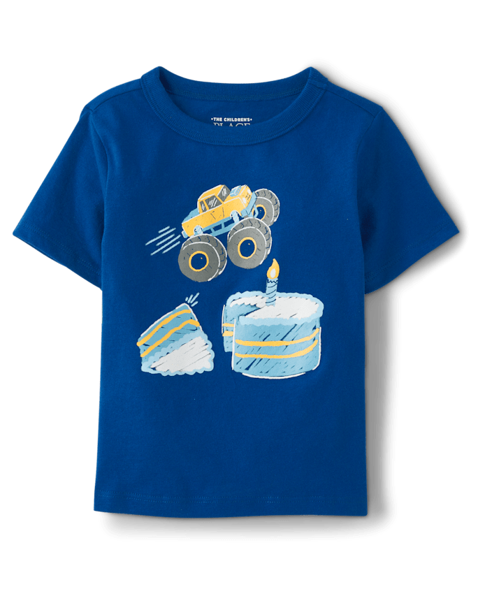 Baby And Toddler Boys Birthday Monster Truck Graphic Tee