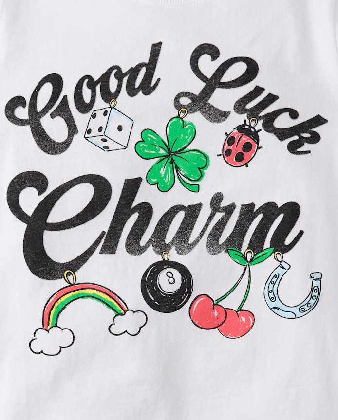 Girls St. Patrick's Day Good Luck Charm Graphic Tee