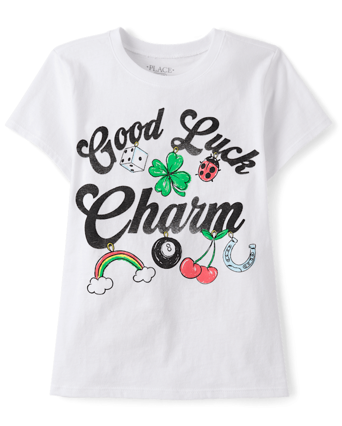 Girls St. Patrick's Day Good Luck Charm Graphic Tee