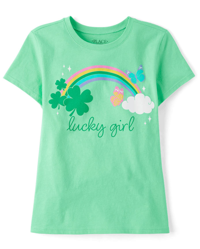 Girls St. Patrick's Day Lucky Girl Graphic Tee