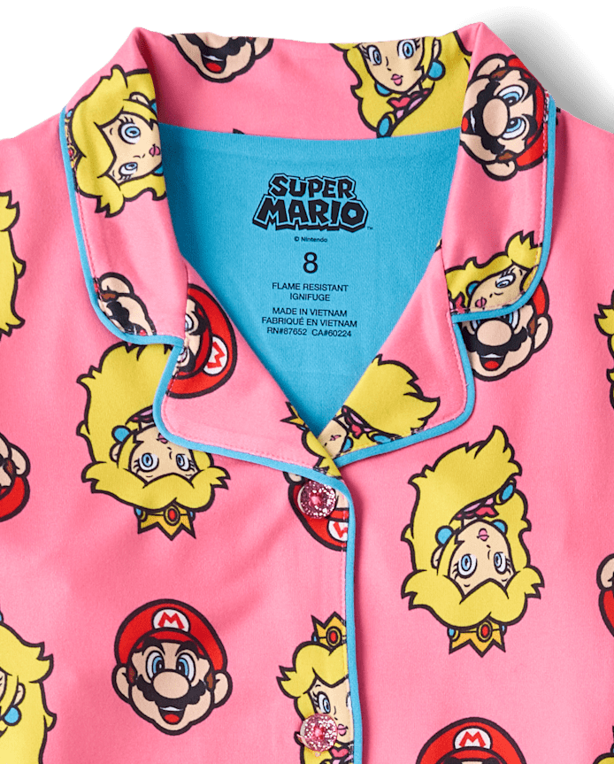 Girls Super Mario™ Princess Peach Button Front Pajamas