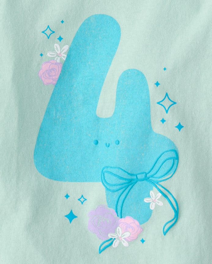 Baby And Toddler Girls 4 Birthday Graphic Tee