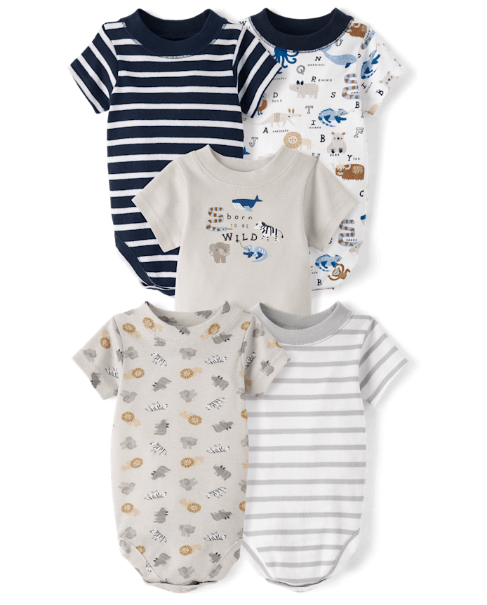 Baby Boys Animal Bodysuit 5-Pack