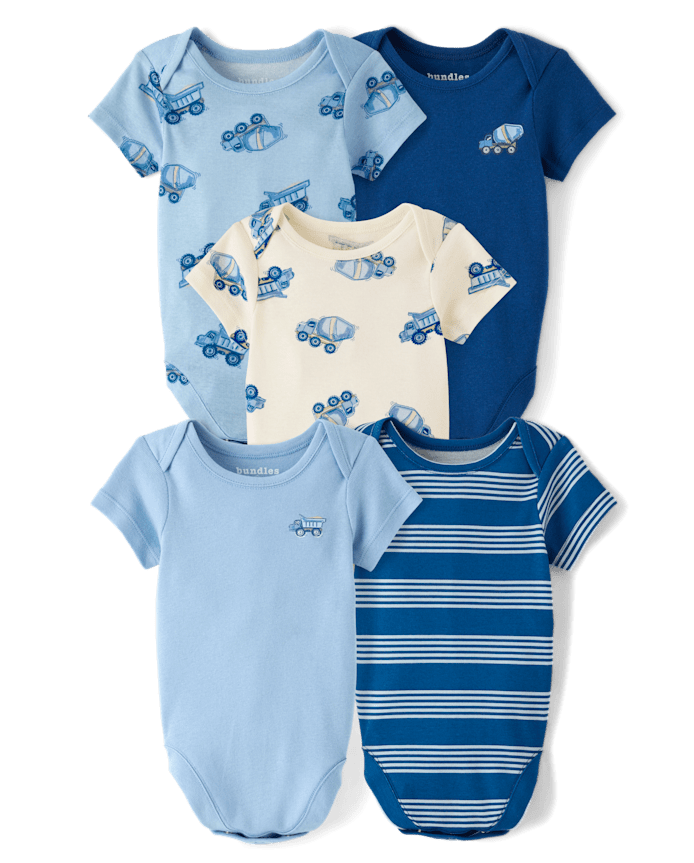 Baby Boys Construction Vehicle Bodysuit 5-Pack