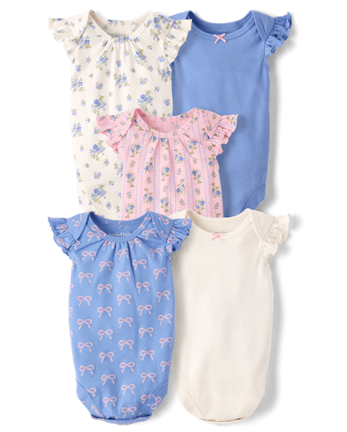 Baby Girls Bow Bodysuit 5-Pack