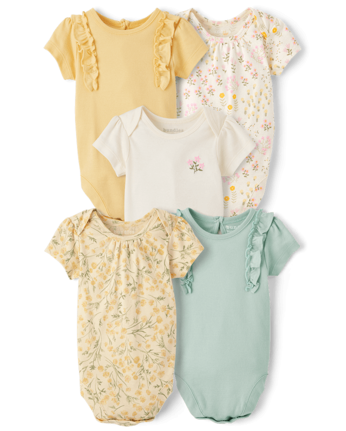 Baby Girls Floral Bodysuit 5-Pack