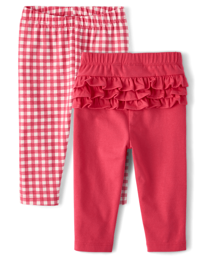 Baby Girls Gingham Ruffle Leggings 2-Pack