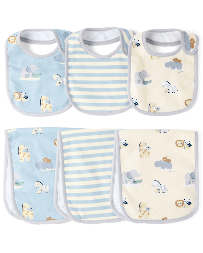 Baby Boys Animal Bib And Burp Cloth 6-Piece Set