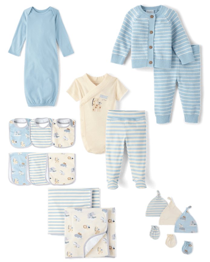 Baby Boys Animal Hat And Mittens 6-Piece Set