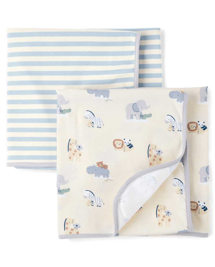 Baby Boys Animal Swaddle Blanket 2-Pack