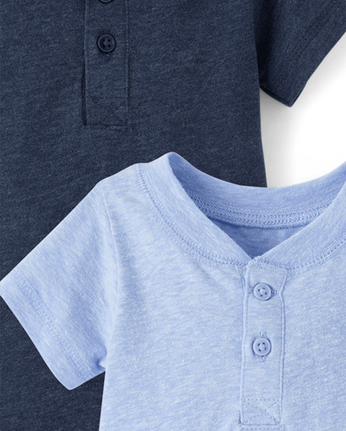 Baby Boys Marled Henley Bodysuit 3-Pack