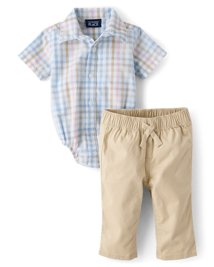 Baby Boys Dad And Me Gingham 2-Piece Outfit Set