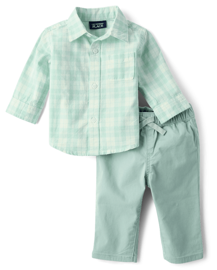 Baby Boys Plaid 2-Piece Outfit Set