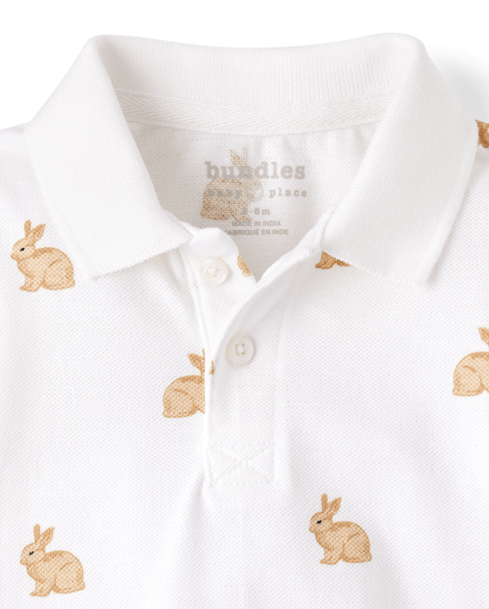 Baby Boys Bunny Polo Romper