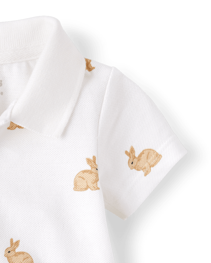 Baby Boys Bunny Polo Romper