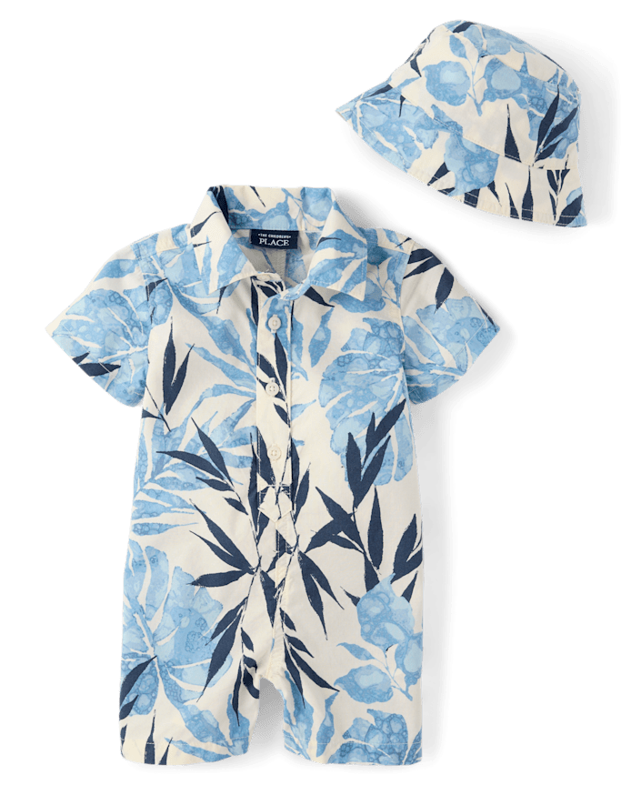 Baby Boys Tropical Romper 2-Piece Outfit Set