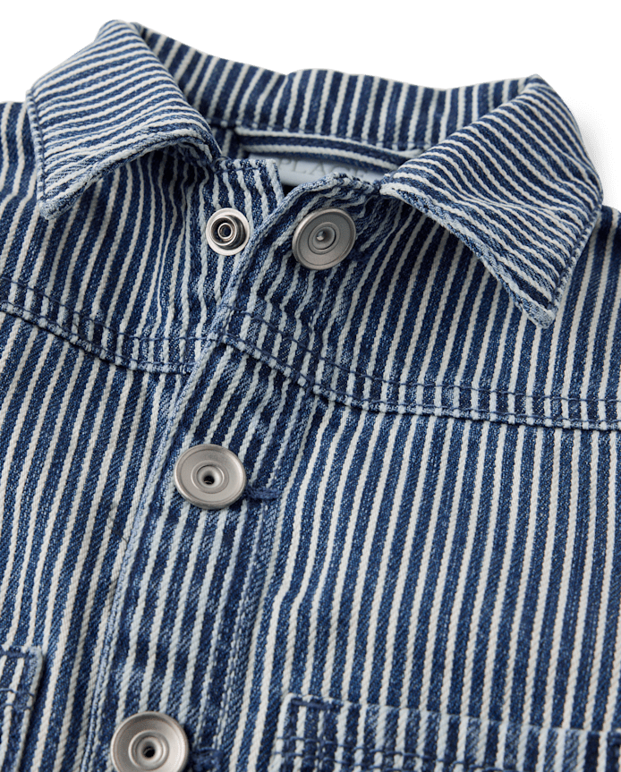 Baby Boys Railroad Striped Denim Jacket