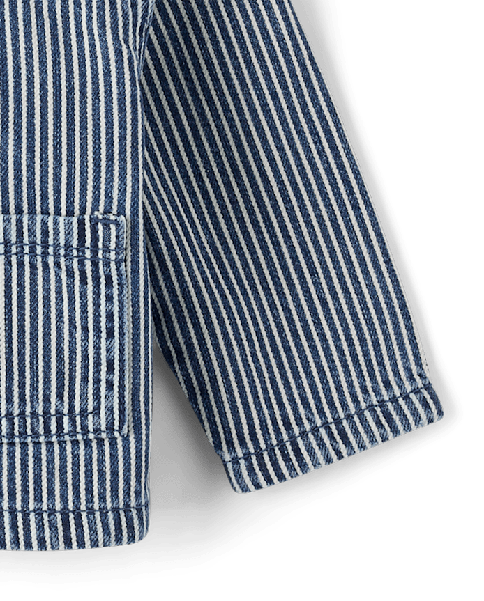 Baby Boys Railroad Striped Denim Jacket