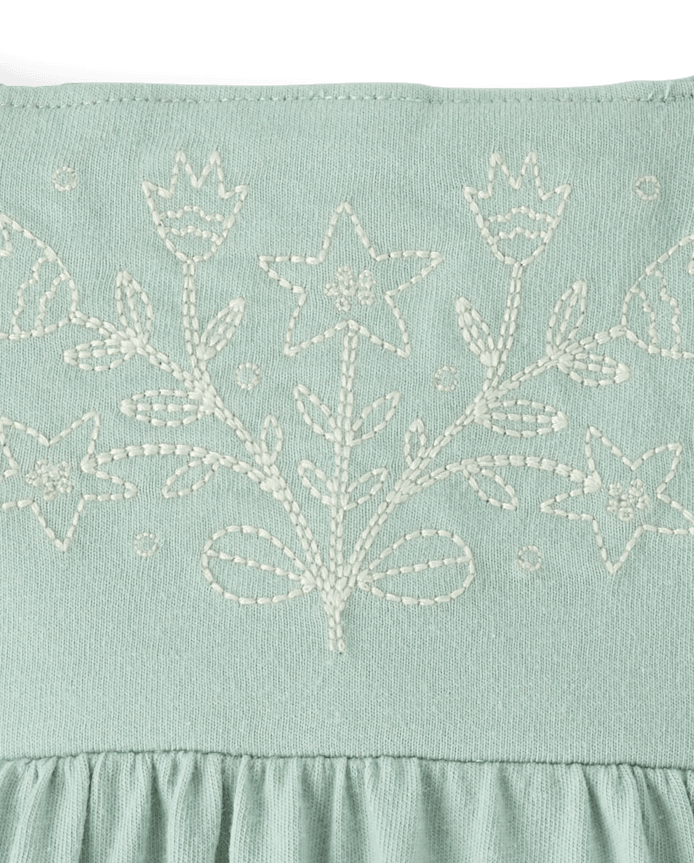 Baby Girls Embroidered Flutter Romper