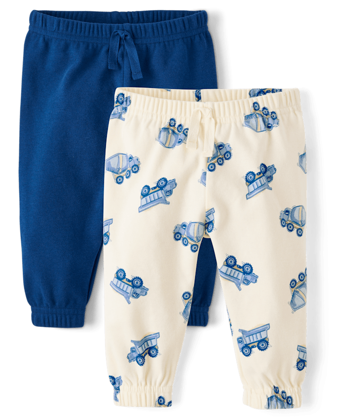 Baby Boys Construction Vehicle Jogger Pants 2-Pack