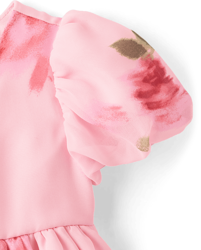 Baby Girls Floral Chiffon Fit And Flare Dress