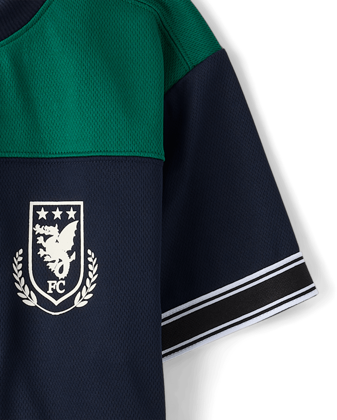 Boys Quick Dry Colorblock Mesh Football Jersey