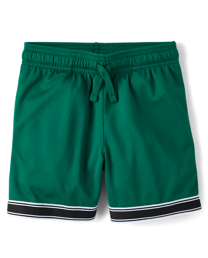 Boys Quick Dry Contrast Hem Mesh Active Shorts