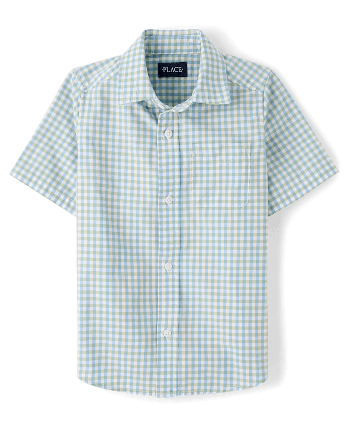 Boys Gingham Poplin Button Up Shirt