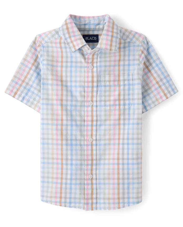 Boys Gingham Poplin Button Up Shirt