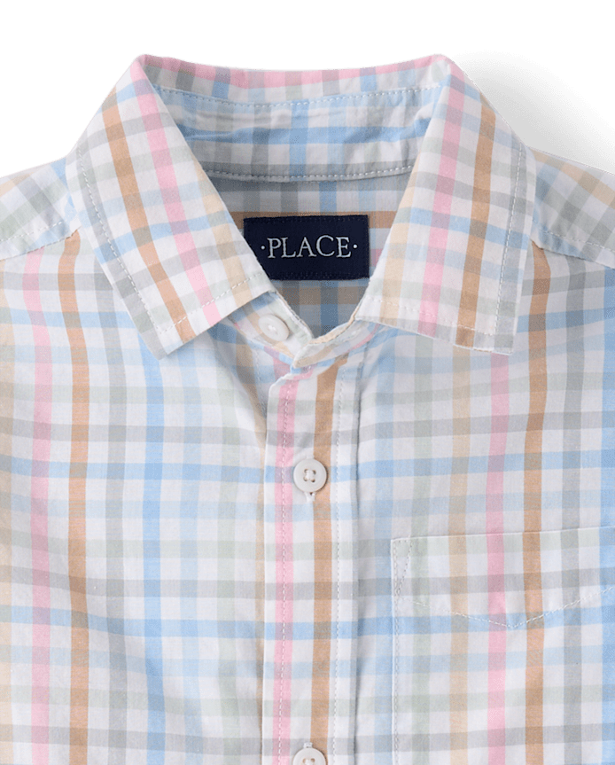 Boys Gingham Poplin Button Up Shirt