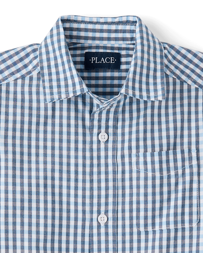 Boys Gingham Poplin Button Up Shirt