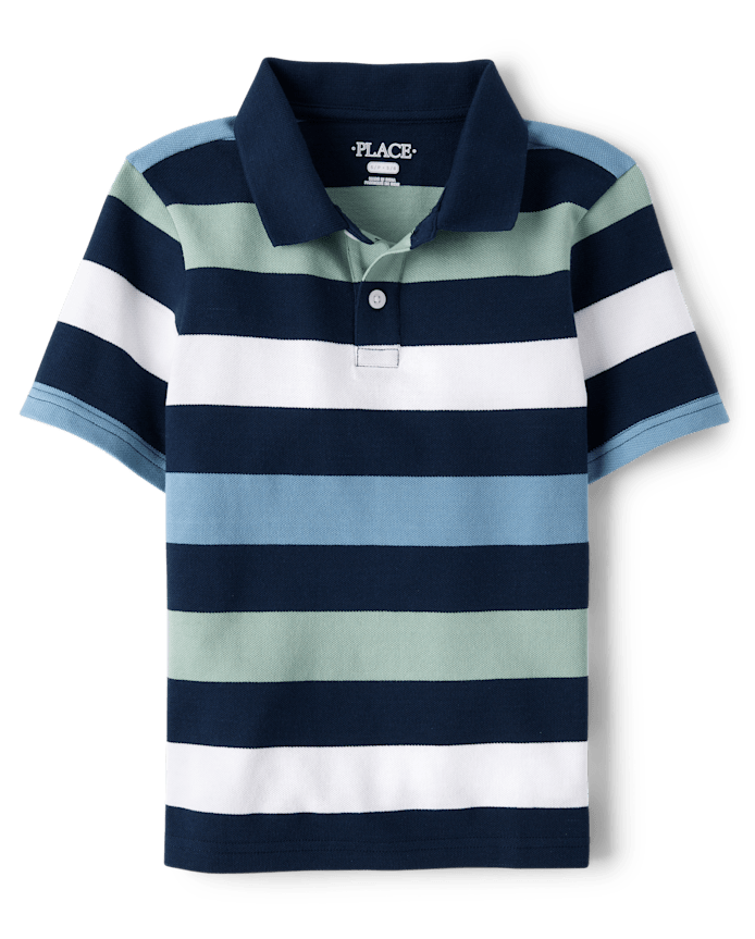 Boys Striped Soft Pique Polo