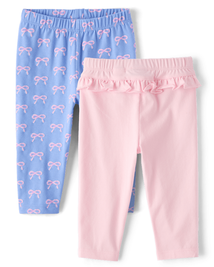 Baby Girls Bow Ruffle Leggings 2-Pack