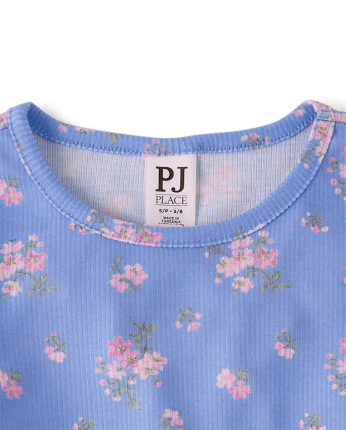 Girls Floral Ribbed Pajamas