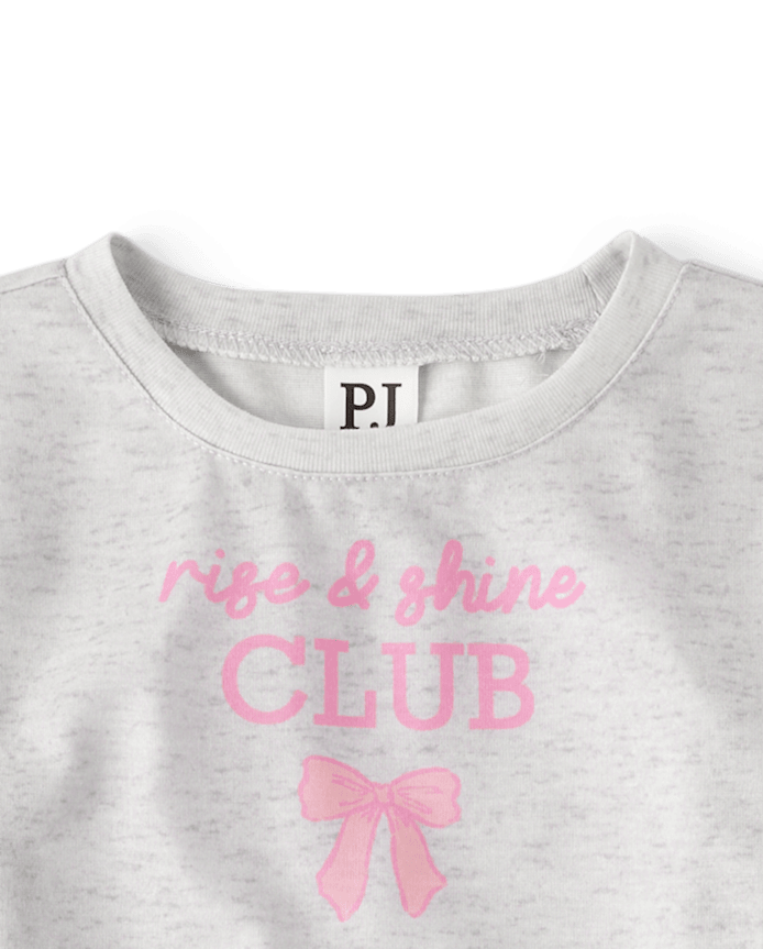 Girls Rise And Shine Club Gingham Pajamas