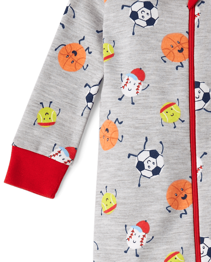 Baby And Toddler Boys Sports Snug Fit Cotton Footed One Piece Pajamas