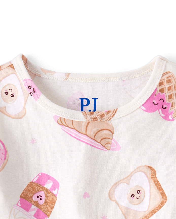 Girls Breakfast Hearts Snug Fit Cotton Pajamas