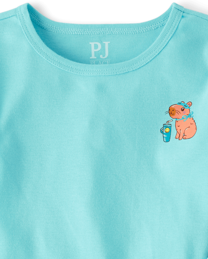 Girls Capybara Snug Fit Cotton Pajamas