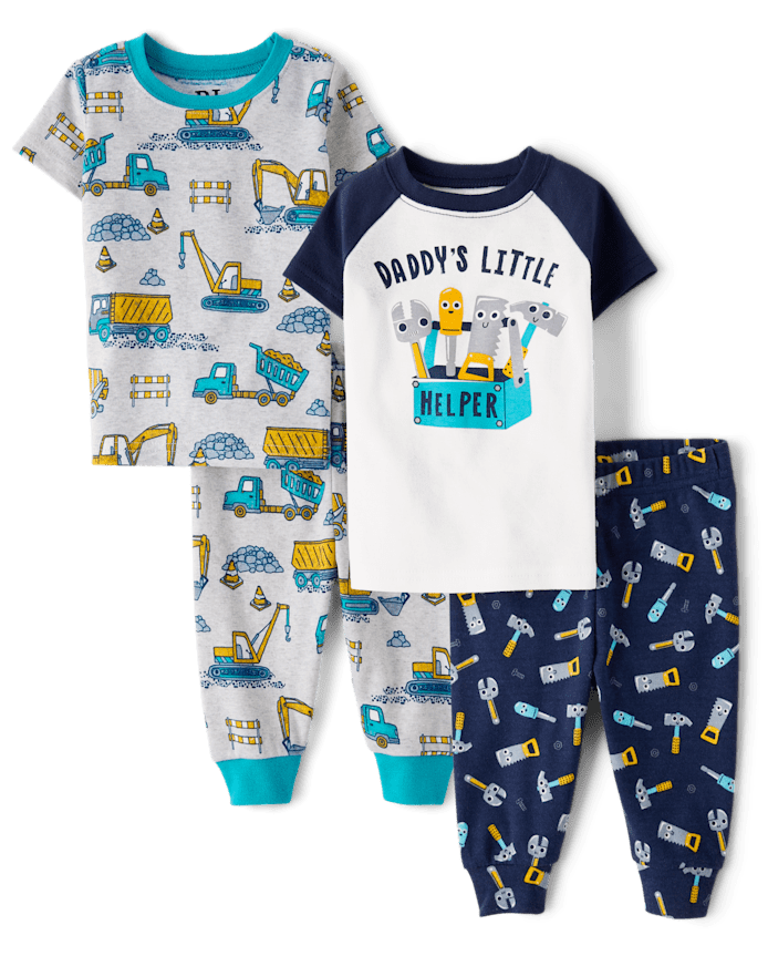 Baby And Toddler Boys Daddy's Little Helper Snug Fit Cotton Pajamas Pack 2-Pack
