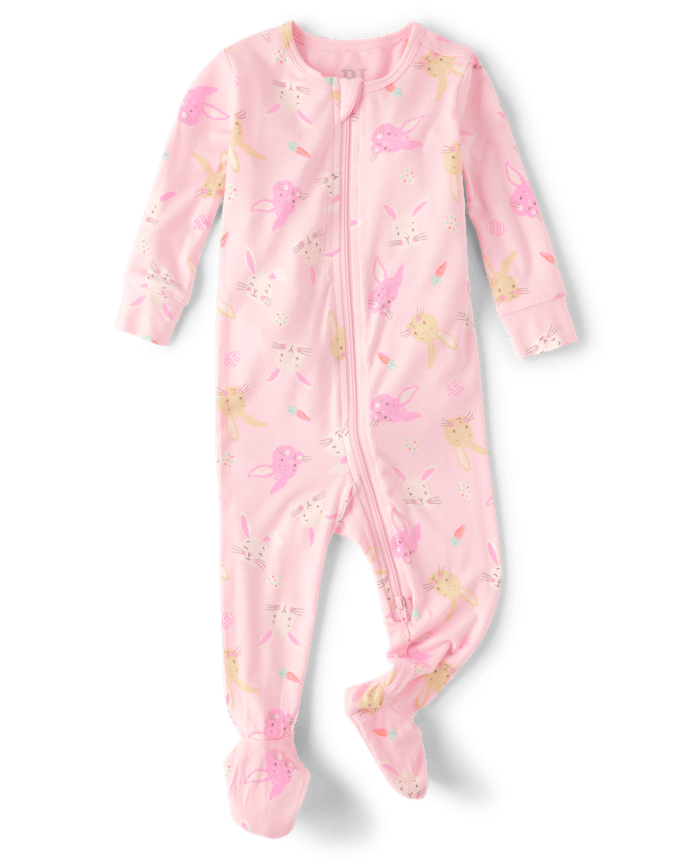 Baby And Toddler Girls Matching Family Easter Footed One Piece Pajamas - Super Soft