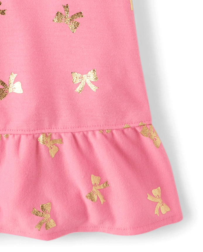 Girls Foil Bow Ruffle Nightgown