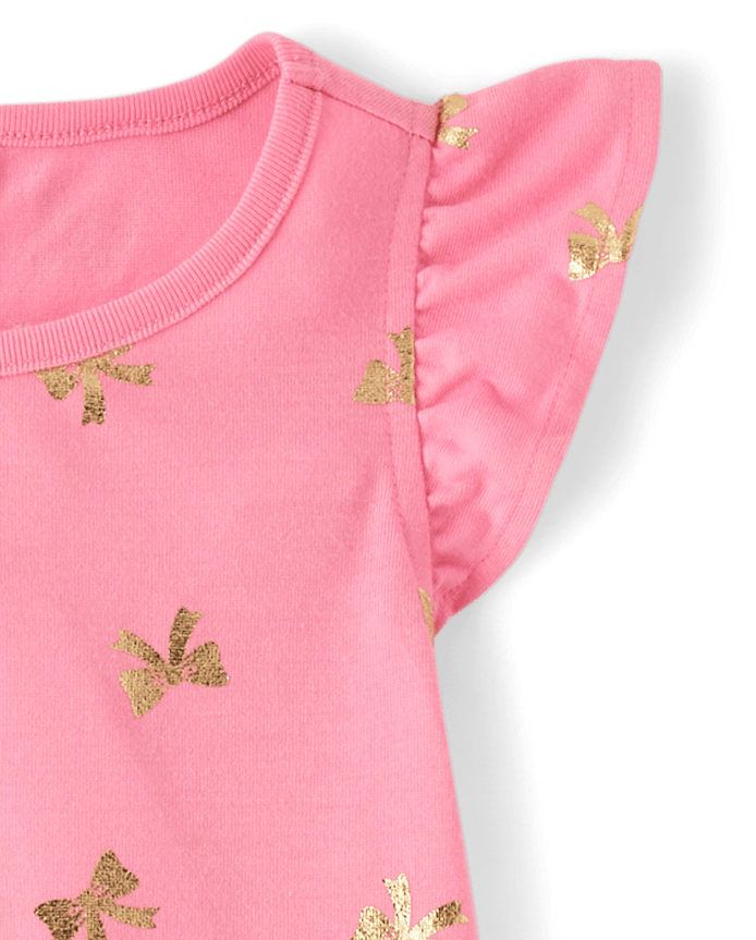 Girls Foil Bow Ruffle Nightgown