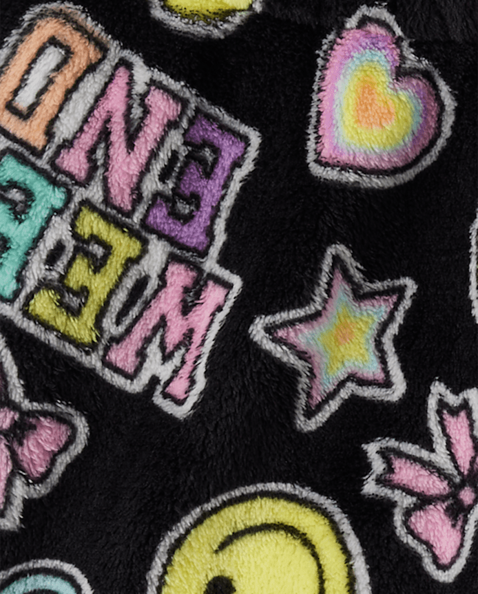 Girls Faux Patch Pajama Shorts - Cozy Fleece