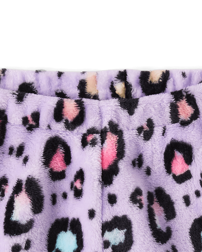 Girls Leopard Pajama Shorts - Cozy Fleece