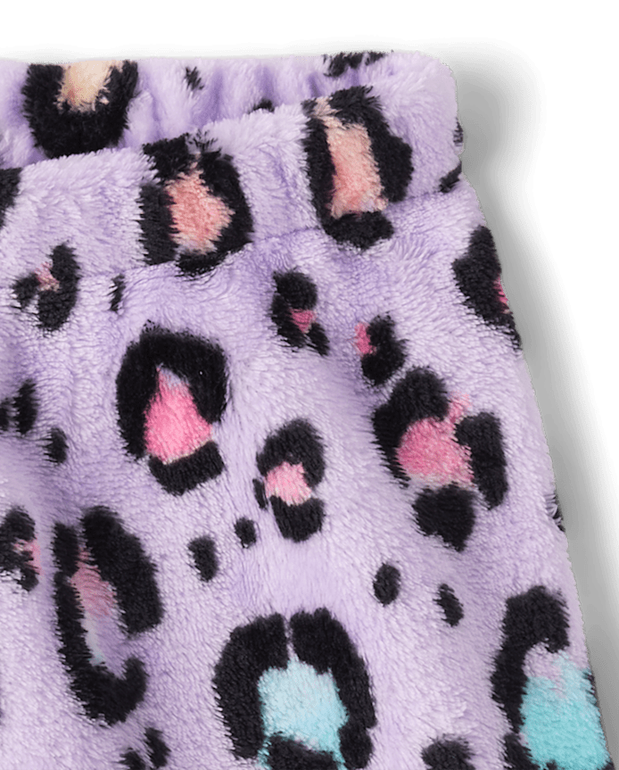 Girls Leopard Pajama Shorts - Cozy Fleece